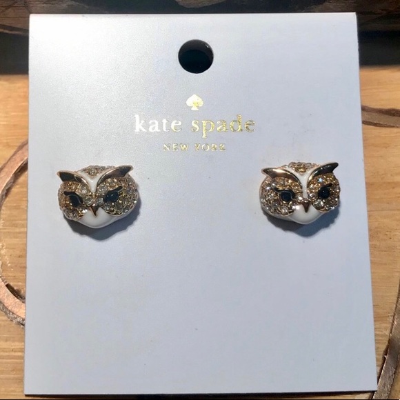Kate Spade Pave Crystal Owl Stud Earrings